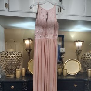 A nice long salmon dress nice for mother of the bride
